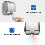 5Seconds™ Electric Hand Dryers for Bathrooms Commercial in 1800W, Stainless Steel with Hepa Filter, Touch Free Sensor, High Speed Energy Efficient UL Listed, 2 Years Warranty