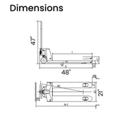 5Seconds™ Steel Hand Pallet Truck, 5500 lbs Capacity, 48" Length x 21" Width Fork, Yellow