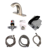 Brushed Nikel Touchless Commercial Faucet with Smart Temperature Control Mixer | Brushed Finish with Deck Mount Plate