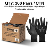 i9 Essentials 12 Pairs of Large PU Coated Work Gloves | Lightweight Multi-Purpose Safety Gloves with Grip - Black