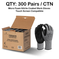 i9 Essentials 12 pairs of gloves Micro-Foam | Touchscreen Nitrile Coated Work Gloves | Large Multi-Purpose Safety Gloves for Men/Women - Grey