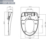 5Seconds™ Smart Bidet Toilet Seat Elongated, White, Soft Close Bidet. Arced Stainless Steel Nozzle, Multifunctional